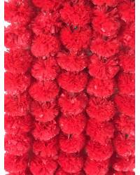Buy Online Crunchy Fashion Earring Jewelry Amroha Craft Red-White Artificial Marigold Garland Mala - Pack of 5 Artificial Flowers CFAF0008